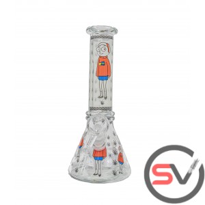 RICK AND MORTY RED SWEATER GLASS BEAKER 8inch (GLOW IN DARK)